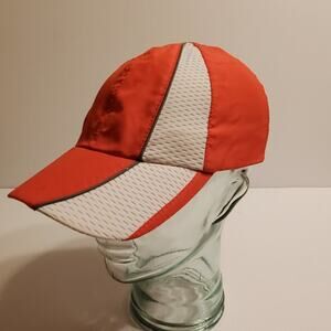 Asics golf hat cap. Color red /white. 100% Polyester. One size fits most